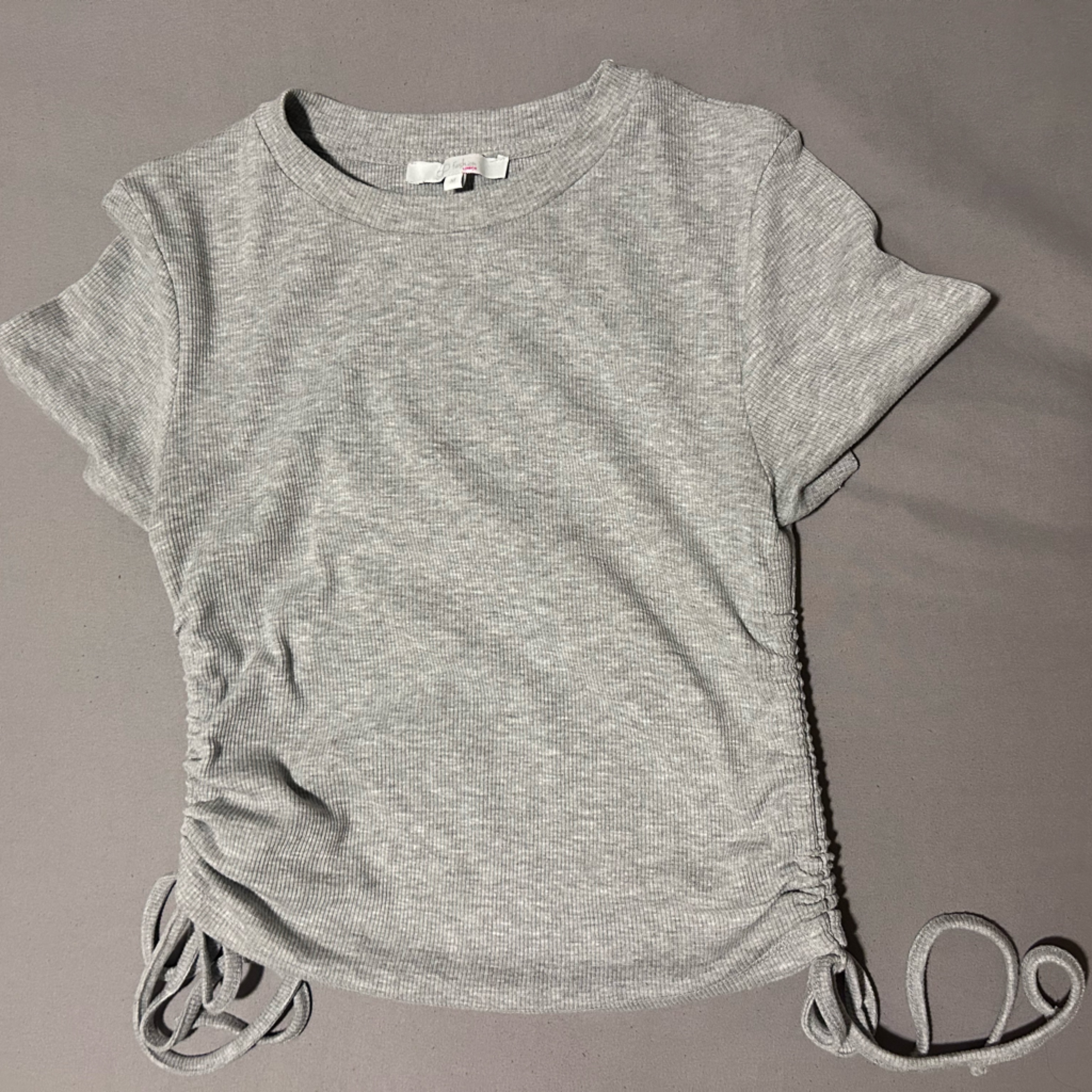 Gray Side Drawstring Crop Top